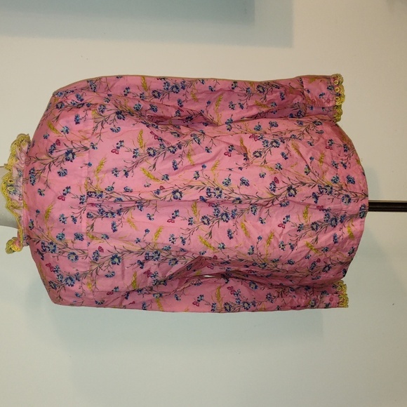 J. Crew Liberty Fabric Pink Cotton Floral Wheat Bouquet Ruffled size medium - Picture 4 of 11